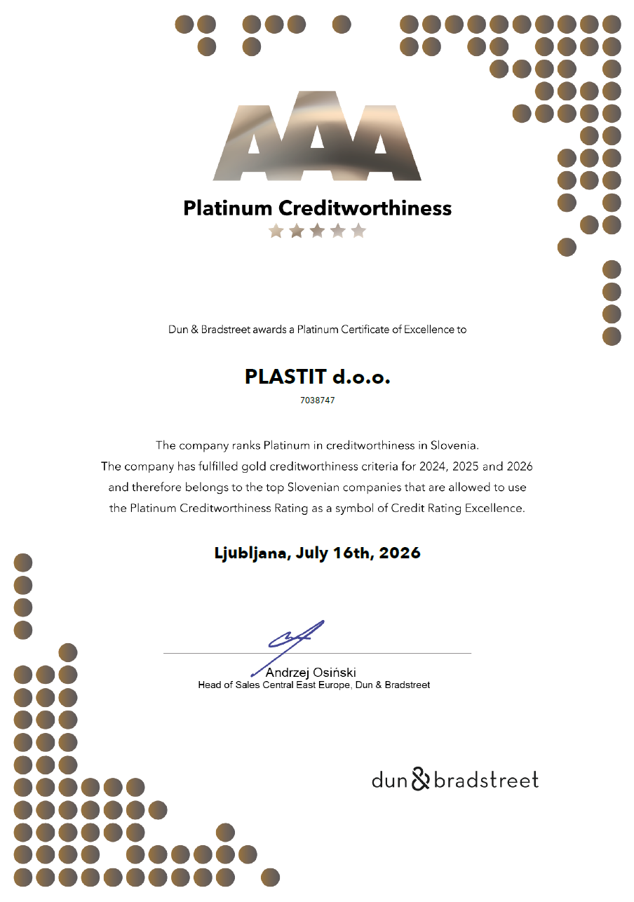 AAA-Platin-Bonitätsauszeichnung von Plastit